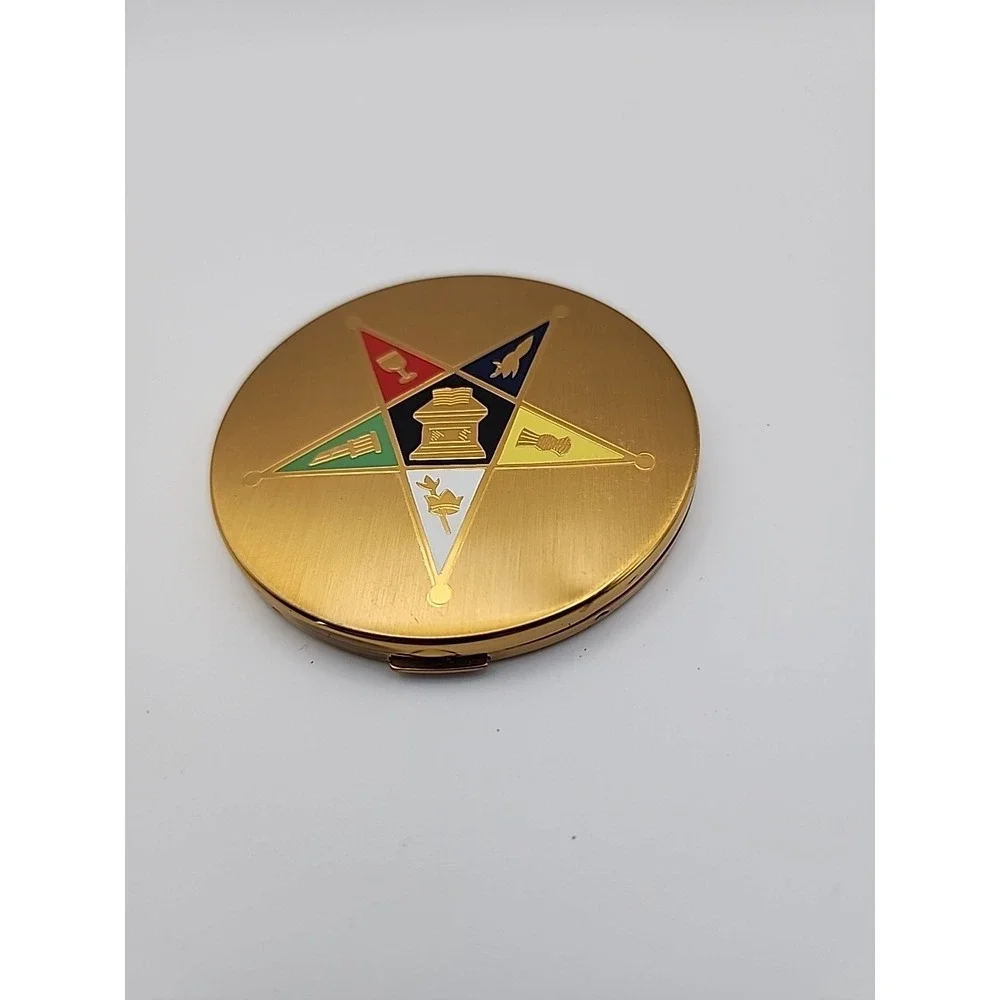 Vintage Elgin American Order Of Eastern Star Masonic 1950s Round Compact READ